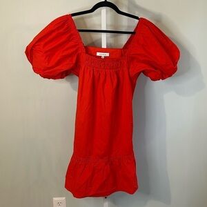 Moodie Red Puff Sleeve Dress
